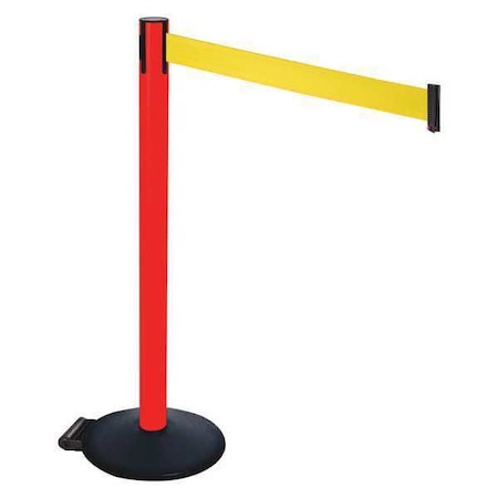 Barrier Post with Belt, Black, 10 ft Length, 40 in Post Height, No Legend, Powder Coated MPN:335PRD-YW