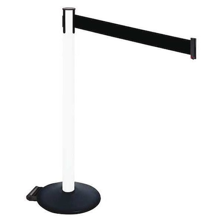 Barrier Post with Belt, Black, 10 ft Length, 40 in Post Height, No Legend, Powder Coated MPN:335PWH-BK