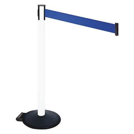 Barrier Post with Belt, Black, 10 ft Length, 40 in Post Height, No Legend, Powder Coated MPN:335PWH-BL