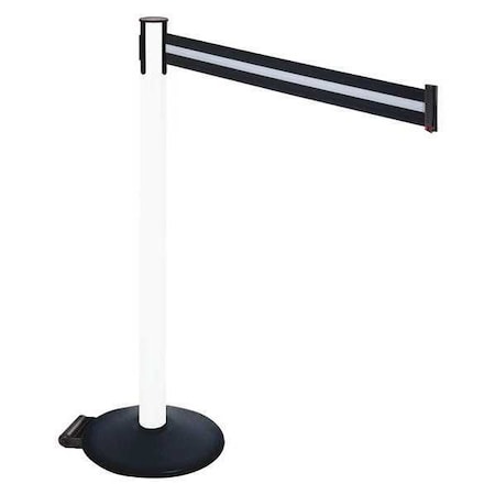 Barrier Post with Belt, Black, 10 ft Length, 40 in Post Height, No Legend, Powder Coated MPN:335PWH-BW