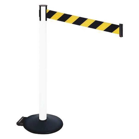 Barrier Post with Belt, Black, 10 ft Length, 40 in Post Height, No Legend, Powder Coated MPN:335PWH-BYD