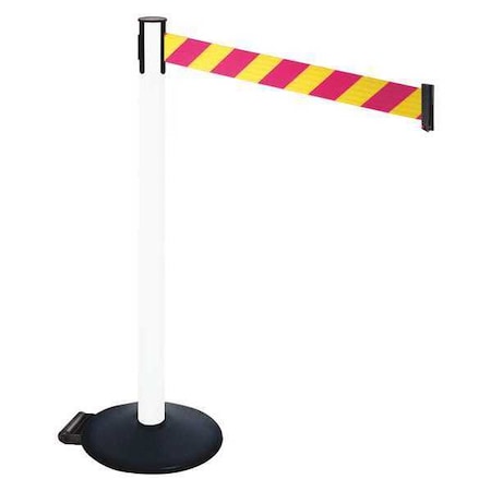 Barrier Post with Belt, Black, 10 ft Length, 40 in Post Height, No Legend, Powder Coated MPN:335PWH-MYD
