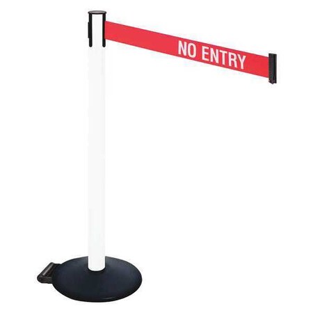 Barrier Post with Belt, Black, 10 ft Length, 40 in Post Height, No Entry, Powder Coated MPN:335PWH-NE