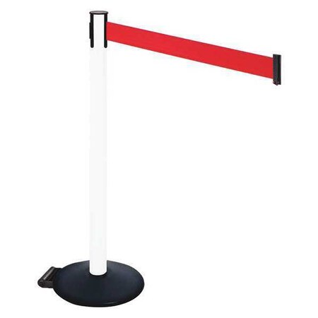 Barrier Post with Belt, Black, 10 ft Length, 40 in Post Height, No Legend, Powder Coated MPN:335PWH-RD