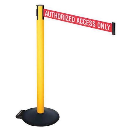 Barrier Post with Belt, Black, 10 ft Length, 40 in Post Height, Authorized Access Only MPN:335PYW-AAO