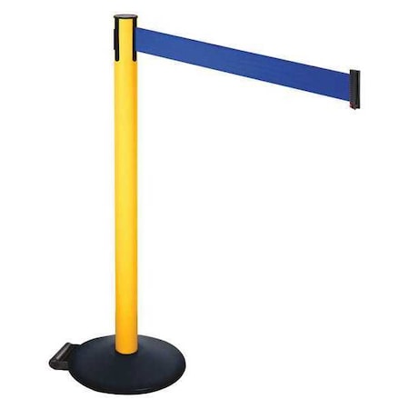Barrier Post with Belt, Black, 10 ft Length, 40 in Post Height, No Legend, Powder Coated MPN:335PYW-BL