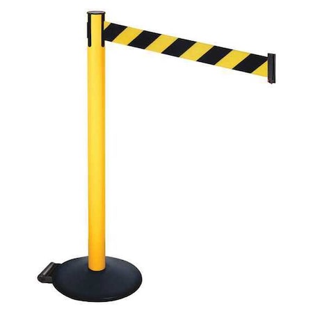 Barrier Post with Belt, Black, 10 ft Length, 40 in Post Height, No Legend, Powder Coated MPN:335PYW-BYD