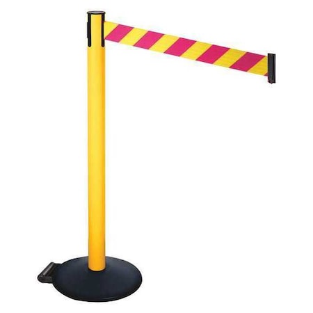 Barrier Post with Belt, Black, 10 ft Length, 40 in Post Height, No Legend, Powder Coated MPN:335PYW-MYD