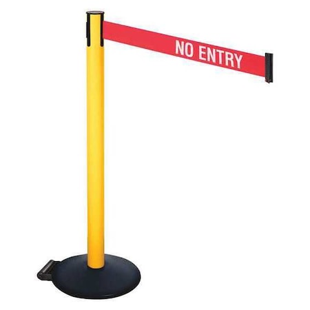 Barrier Post with Belt, Black, 10 ft Length, 40 in Post Height, No Entry, Powder Coated MPN:335PYW-NE