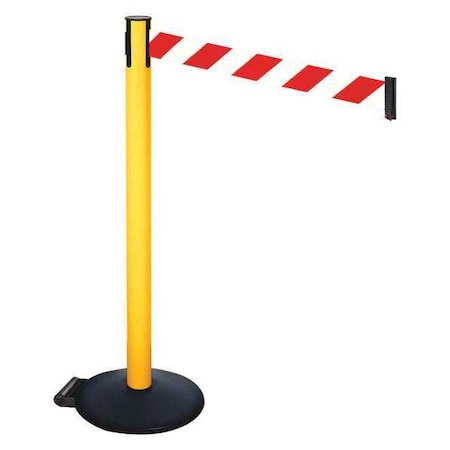 Barrier Post with Belt, Black, 10 ft Length, 40 in Post Height, No Legend, Powder Coated MPN:335PYW-RWD