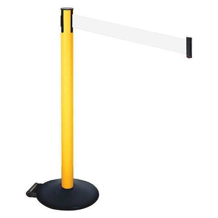 Barrier Post with Belt, Black, 10 ft Length, 40 in Post Height, No Legend, Powder Coated MPN:335PYW-WH