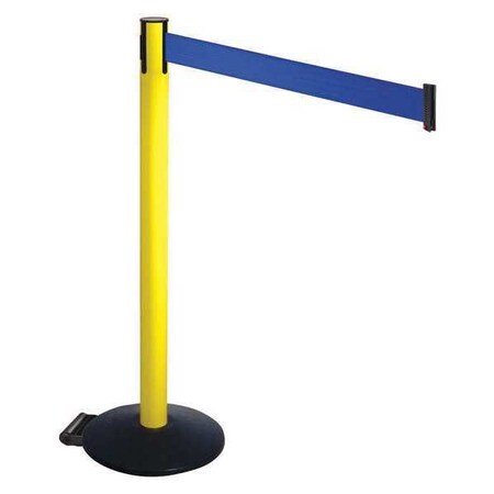 Barrier Post with Belt, Black, 10 ft Length, 40 in Post Height, No Legend, Powder Coated MPN:335YA-BL
