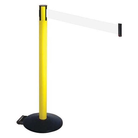 Barrier Post with Belt, Black, 10 ft Length, 40 in Post Height, No Legend, Powder Coated MPN:335YA-WH