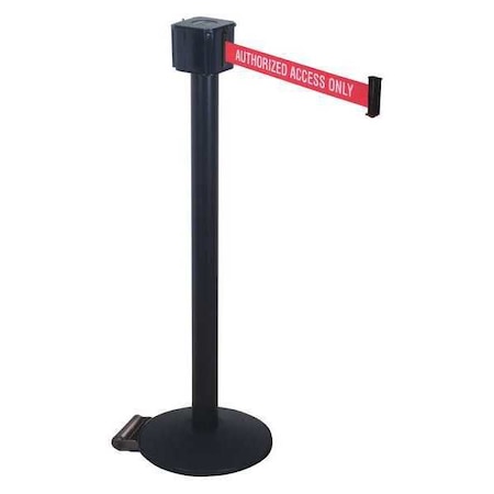 Barrier Post with Belt, Black, 30 ft Length, 40 in Post Height, Authorized Access Only, Black MPN:PM412-30BA-AAO