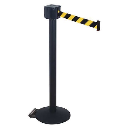 Barrier Post with Belt, Black, 30 ft Length, 40 in Post Height, No Legend, Black MPN:PM412-30BA-BYD