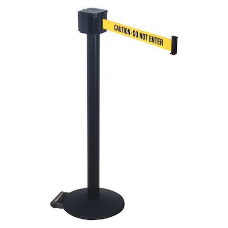 Barrier Post with Belt, Black, 30 ft Length, 40 in Post Height, Caution Do Not Enter, Black MPN:PM412-30BA-CAU