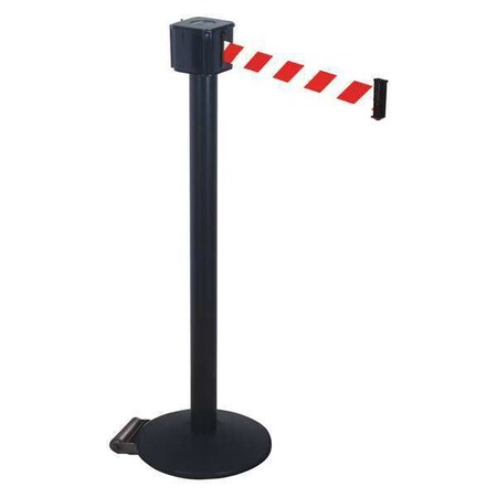 Barrier Post with Belt, Black, 30 ft Length, 40 in Post Height, Black MPN:PM412-30BA-RWD
