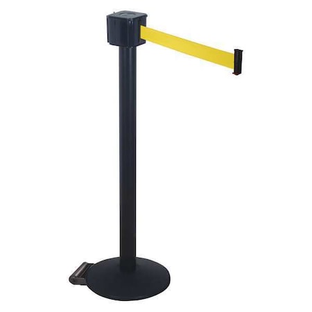 Barrier Post with Belt, Black, 30 ft Length, 40 in Post Height, No Legend, Black MPN:PM412-30BA-YW