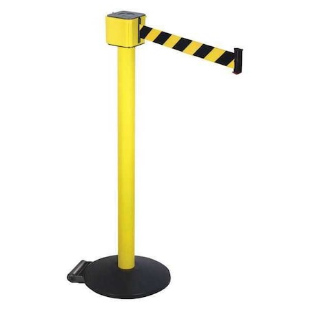 Barrier Post with Belt, Yellow, 30 ft Length, 40 in Post Height, No Legend, Yellow MPN:PM412-30YA-BYD