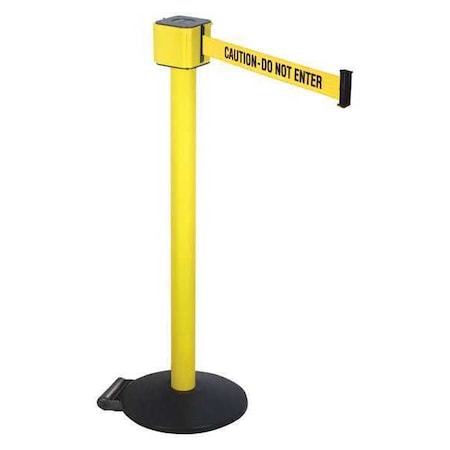 Barrier Post with Belt, Yellow, 30 ft Length, 40 in Post Height, Caution Do Not Enter, Yellow MPN:PM412-30YA-CAU