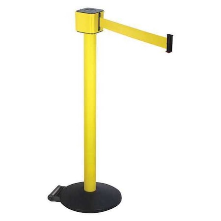 Barrier Post with Belt, Yellow, 30 ft Length, 40 in Post Height, No Legend, Yellow MPN:PM412-30YA-YW