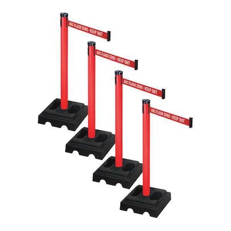 Barrier Systems, 9 ft Length, 40 in Post Height, ARC Flash Zone - Keep Out MPN:PSBA302PRD-ARC