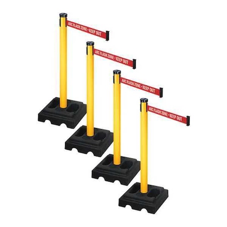 Barrier Systems, 9 ft Length, 40 in Post Height, ARC Flash Zone - Keep Out MPN:PSBA302PYW-ARC