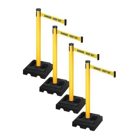 Barrier Systems, 10 ft Length, 40 in Post Height, Danger Keep Out MPN:PSBA302PYW-DKO