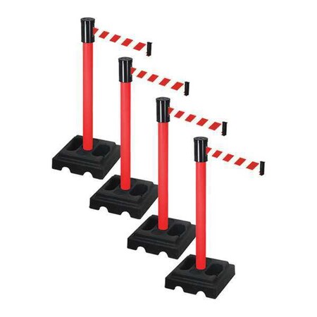 Barrier Systems, Red/White, 15 ft Length, 37 in Post Height MPN:PSBA322PRD-RWD