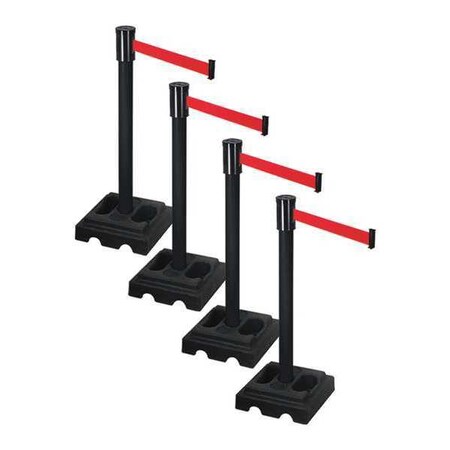 Barrier Systems, Red, 15 ft Length, 37 in Post Height MPN:PSBA322PSB-RD