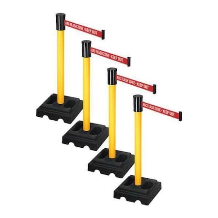 Barrier Systems, 14 ft Length, 37 in Post Height, ARC Flash Zone - Keep Out MPN:PSBA322PYW-ARC
