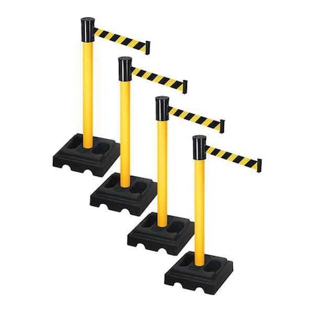 Barrier Systems, Black/Yellow, 15 ft Length, 37 in Post Height MPN:PSBA322PYW-BYD