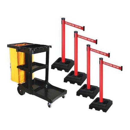 Barrier Systems, 10 ft Length, 40 in Post Height, ARC Flash Zone - Keep Out MPN:PSBK302PRD-ARC