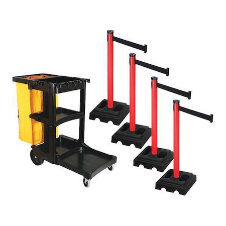 Barrier Systems, Black, 10 ft Length, 40 in Post Height MPN:PSBK302PRD-BK