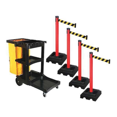 Barrier Systems, Black/Yellow, 10 ft Length, 40 in Post Height MPN:PSBK302PRD-BYD