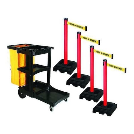 Barrier Systems, 10 ft Length, 40 in Post Height, Caution Do Not Enter MPN:PSBK302PRD-CAU