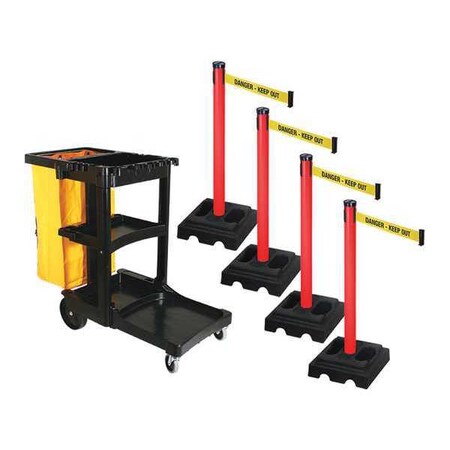 Barrier Systems, 10 ft Length, 40 in Post Height, Danger Keep Out MPN:PSBK302PRD-DKO