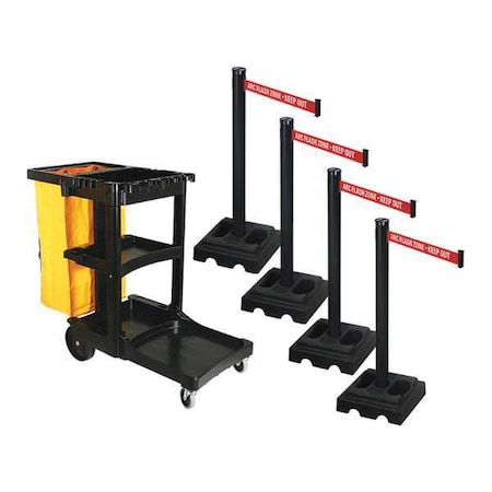 Barrier Systems, 10 ft Length, 40 in Post Height, ARC Flash Zone - Keep Out MPN:PSBK302PSB-ARC