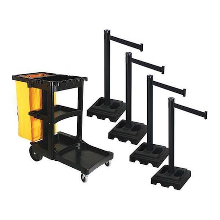 Barrier Systems, Black, 10 ft Length, 40 in Post Height MPN:PSBK302PSB-BK