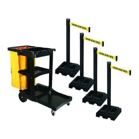 Barrier Systems, 10 ft Length, 40 in Post Height, Caution Do Not Enter MPN:PSBK302PSB-CAU