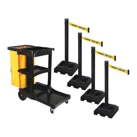 Barrier Systems, 10 ft Length, 40 in Post Height, Danger Keep Out MPN:PSBK302PSB-DKO