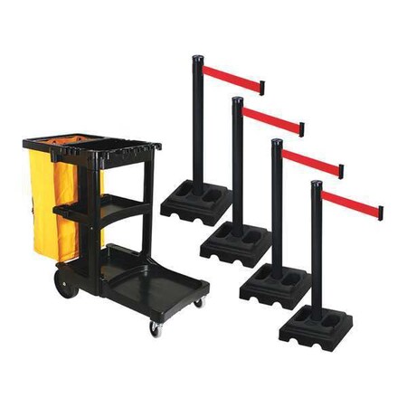 Barrier Systems, Red, 10 ft Length, 40 in Post Height MPN:PSBK302PSB-RD