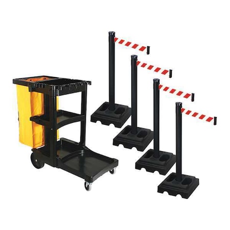 Barrier Systems, Red/White, 10 ft Length, 40 in Post Height MPN:PSBK302PSB-RWD