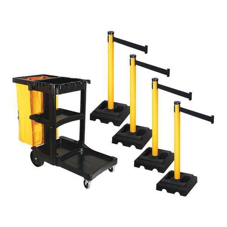 Barrier Systems, Black, 10 ft Length, 40 in Post Height MPN:PSBK302PYW-BK