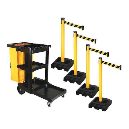 Barrier Systems, Black/Yellow, 10 ft Length, 40 in Post Height MPN:PSBK302PYW-BYD