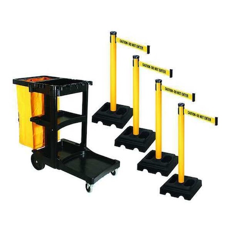 Barrier Systems, 10 ft Length, 40 in Post Height, Caution Do Not Enter MPN:PSBK302PYW-CAU