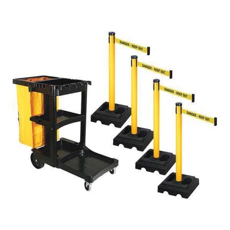 Barrier Systems, 10 ft Length, 40 in Post Height, Danger Keep Out MPN:PSBK302PYW-DKO