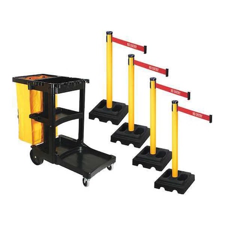 Barrier Systems, 10 ft Length, 40 in Post Height, No Entry MPN:PSBK302PYW-NE