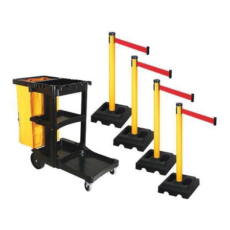 Barrier Systems, Red, 10 ft Length, 40 in Post Height MPN:PSBK302PYW-RD