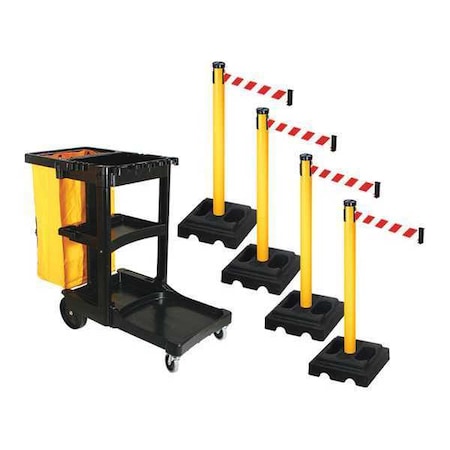 Barrier Systems, Red/White, 10 ft Length, 40 in Post Height MPN:PSBK302PYW-RWD